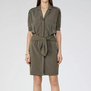 REISS Arizona Belted Shirt Dress SZ 4